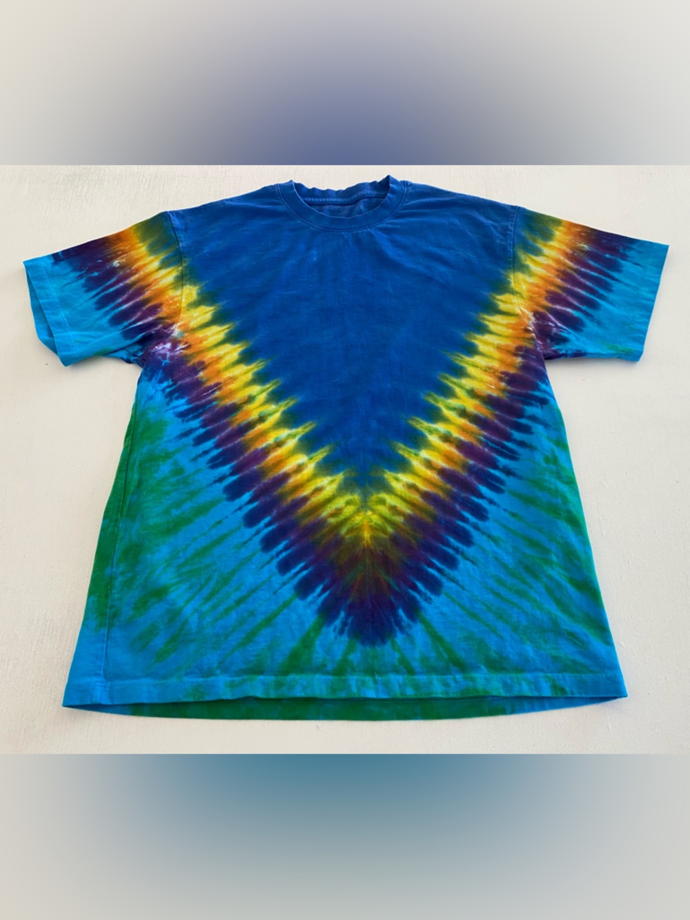 Unisex shirt Tie-Dye handmade 100% cotton Short Sleeve Tee - Blue & Green